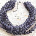 CHARCOAL GREY FROSTED LUCITE BEADED SYLVIE STATEMENT NECKLACE
