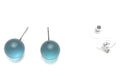 TRANSPARENT ZIRCON BLUE LUCITE BALL STUD EARRINGS